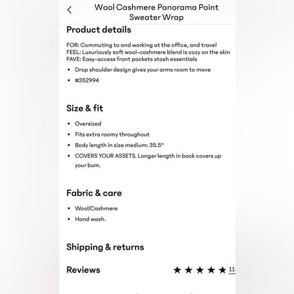 Athleta women’s duster length soft and cozy “Panorama” cardigan sweater Size M - Picture 6 of 6